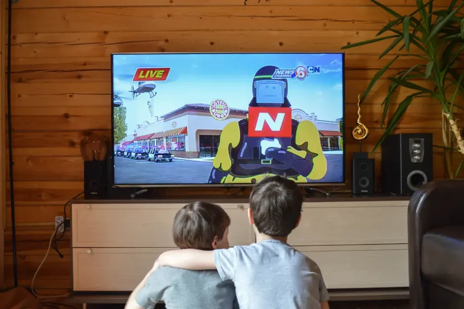 Kids watching smart TV